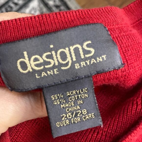 Lane Bryant Sweater Womens Red Top Long Sleeve Casual Ladies Beaded - Picture 12 of 13